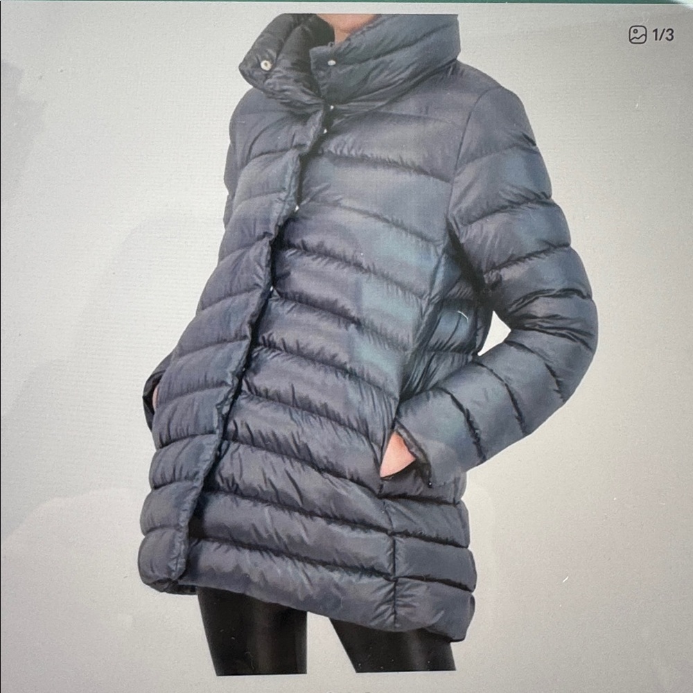 Cotes of London Chelsea A-Frame 90% down puffer, dark gray, size M. MSRP $348